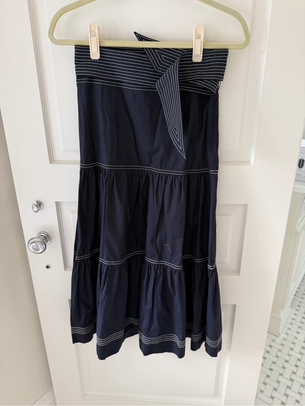 Veronica Beard Black Skirt with Contrast White Stitching